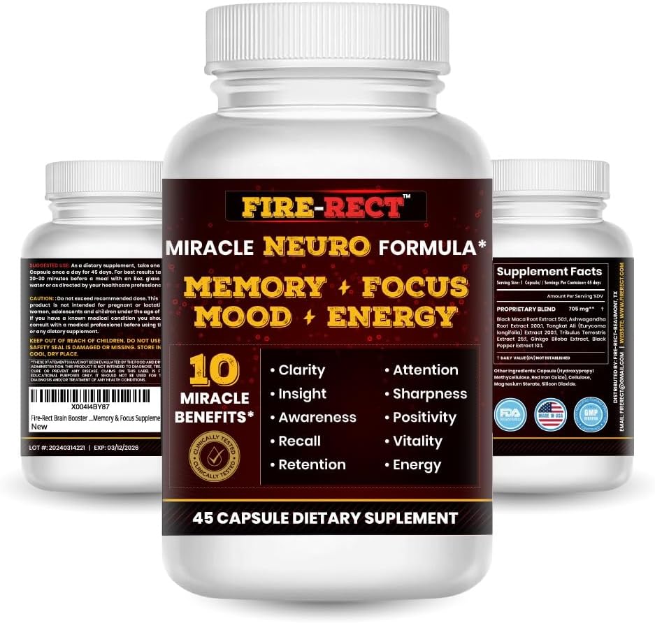 Advanced Nootropic Brain Supplement for Brain Fog, Memory, Focus, Mood, Motivation & Energy - Cognitive Clarity & Mental Clarity/Physical Booster w/Clinical-Grade Extracts w/Reserch - 45 Servings