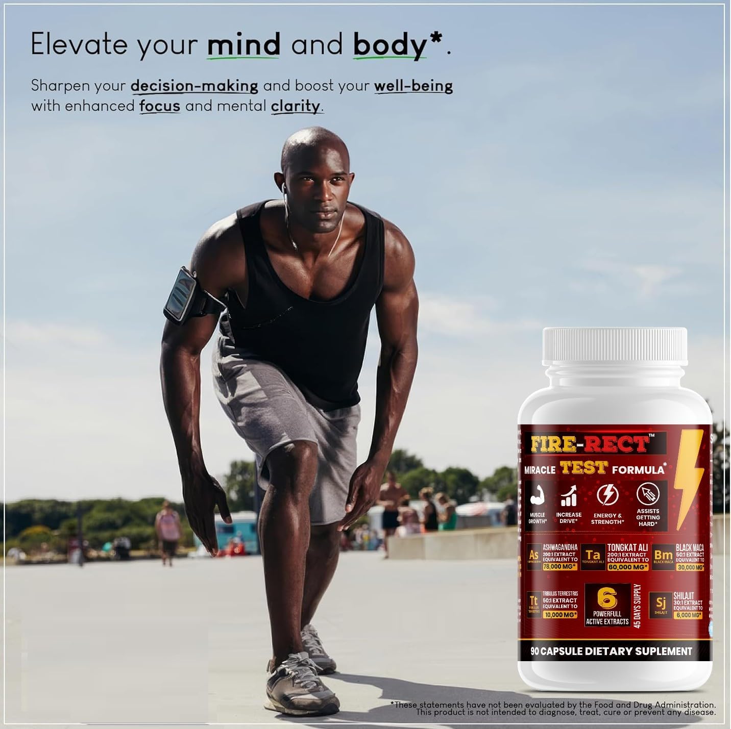 Miracle Testosterone Formula – Powerful 6-in-1 Extract with Tongkat Ali, Black Maca, Ashwagandha, Tribulus & Shilajit - 45 Days Supply
