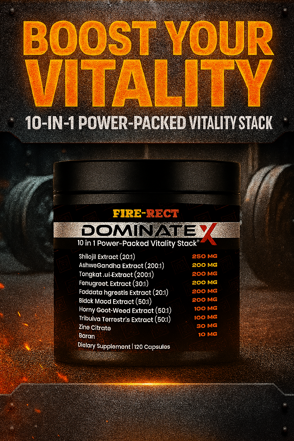 Dominate X 10 in 1 Masculinity Maximizer Supplement, Shilajit for Men, Tongkat Ali, Ashwaganda, Fenugreek Muscle Growth, Energy, Drive, Strength, Recovery 2 Month (Pack of 1)