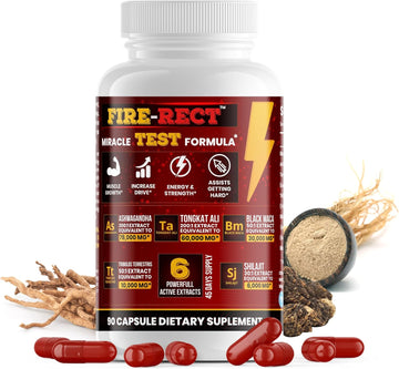 Miracle Testosterone Formula – Powerful 6-in-1 Extract with Tongkat Ali, Black Maca, Ashwagandha, Tribulus & Shilajit - 45 Days Supply